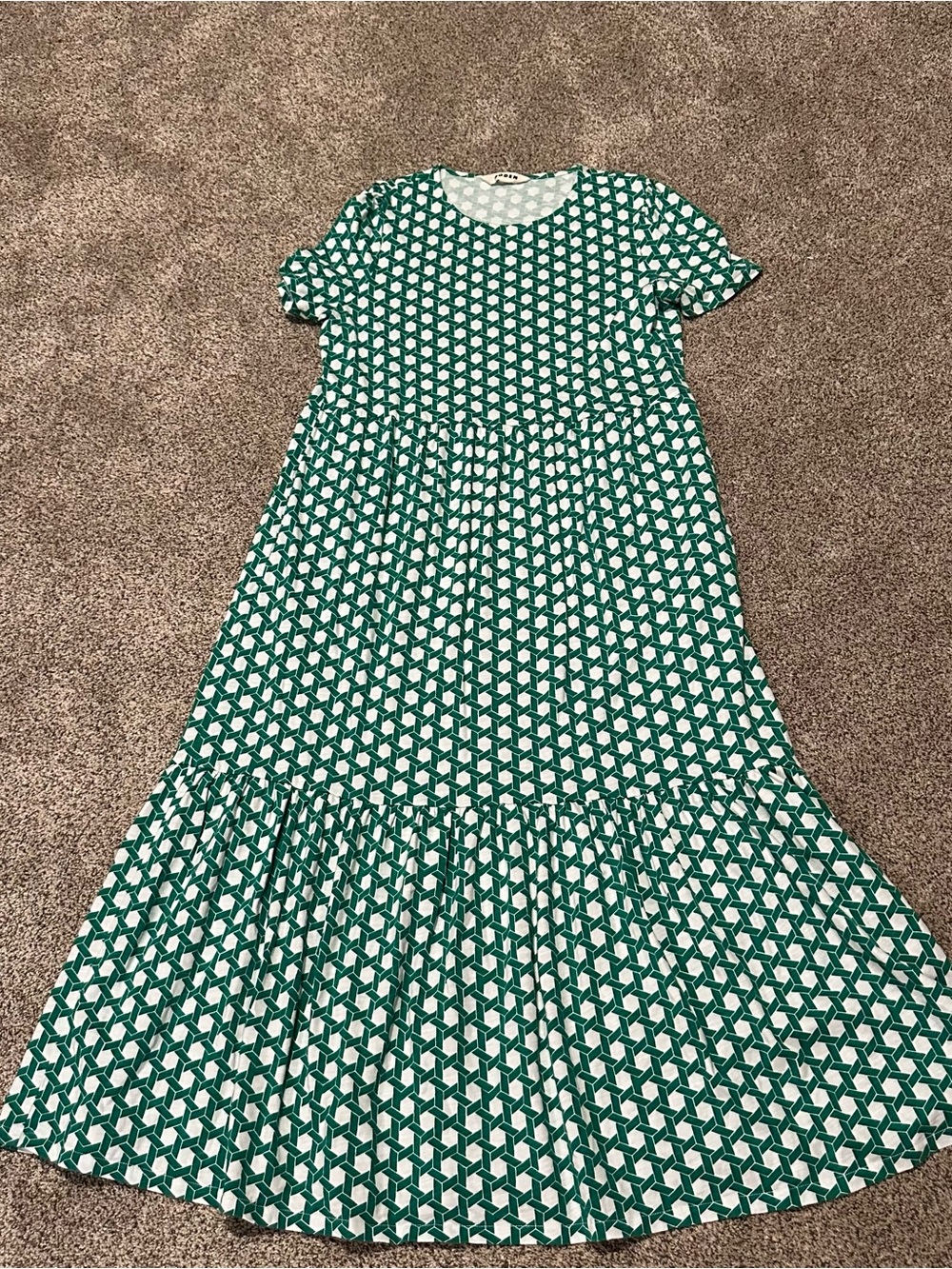 Boden Emma Tiered Jersey Green Short-Sleeve with pockets - Picture 3 of 13